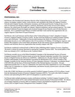 CV for Neil Broom Expert Witness in Computer Forensics Investigations in Fresno California